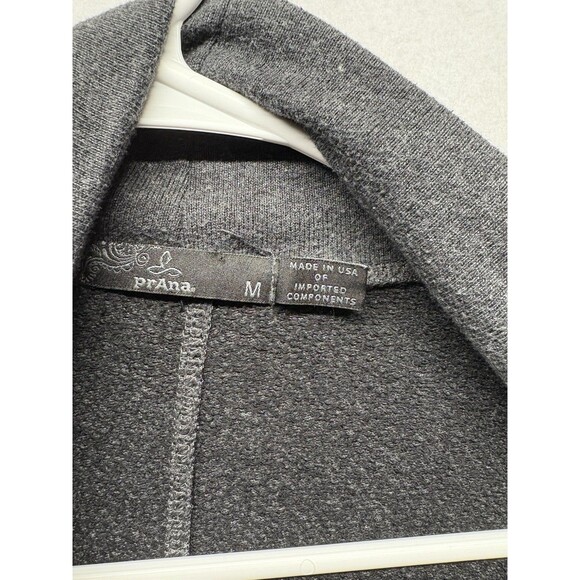 prAna Centerpiece Wrap Sweater Cardigan Gray Organic Cotton Size Medium Womens - Picture 2 of 4